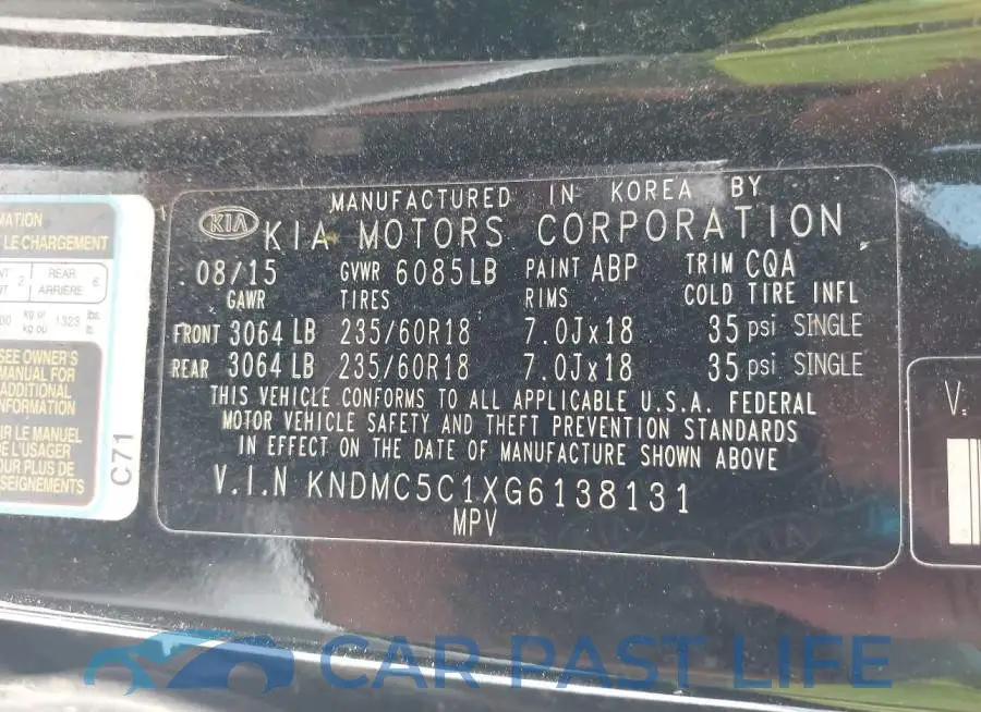 KNDMC5C1XG6138131# 9