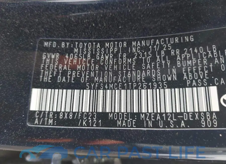 5YFS4MCE1TP261935# 9