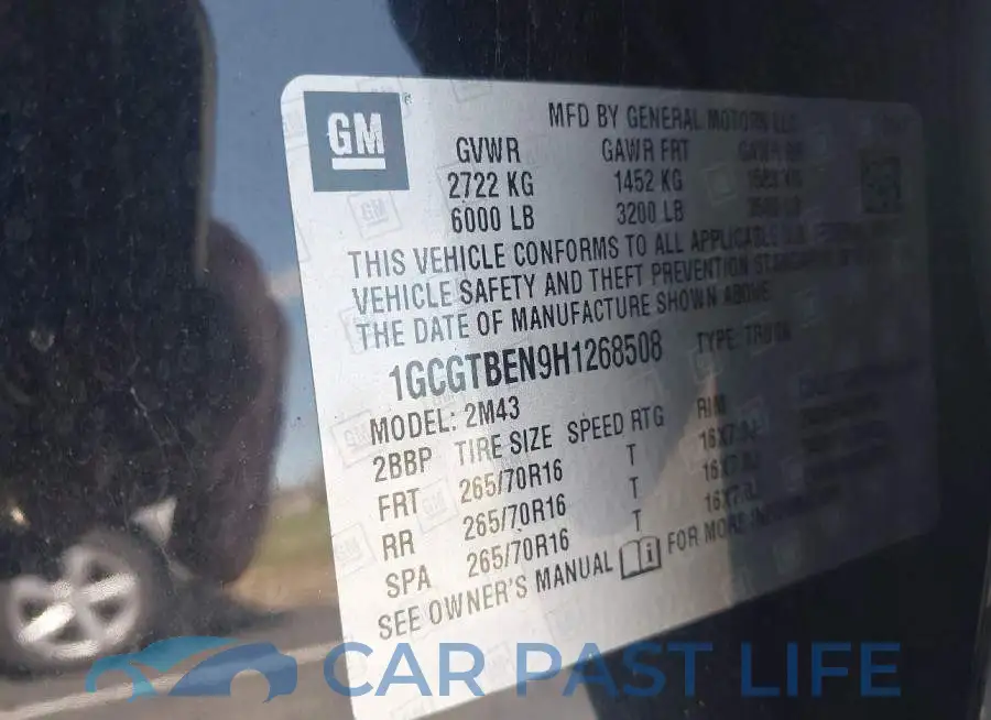 1GCGTBEN9H1268508# 9