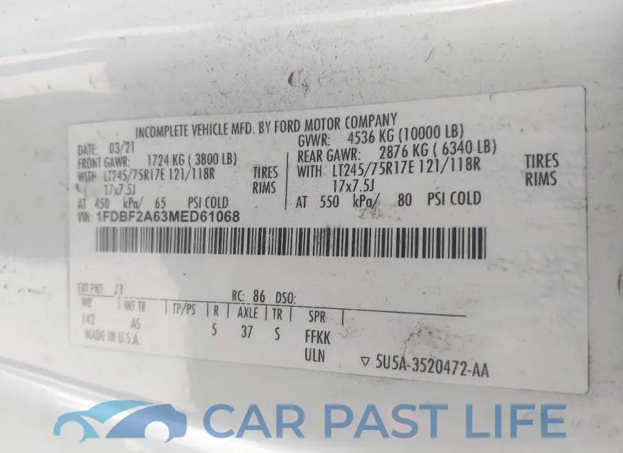 1FDBF2A63MED61068# 8