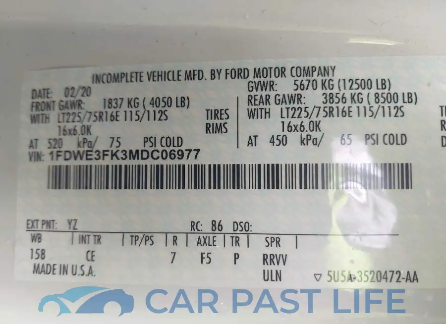 1FDWE3FK3MDC06977# 8