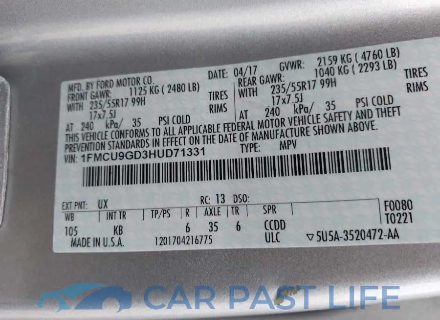 1FMCU9GD3HUD71331# 9