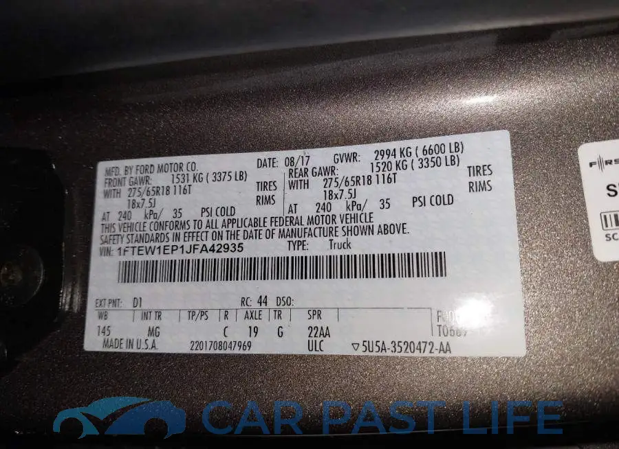 1FTEW1EP1JFA42935# 9