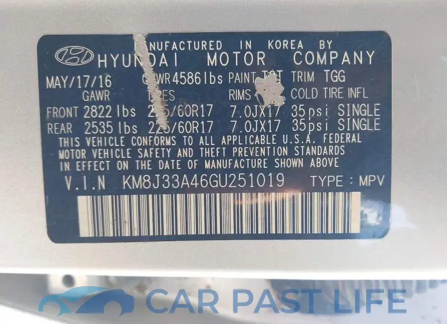 KM8J33A46GU251019# 9