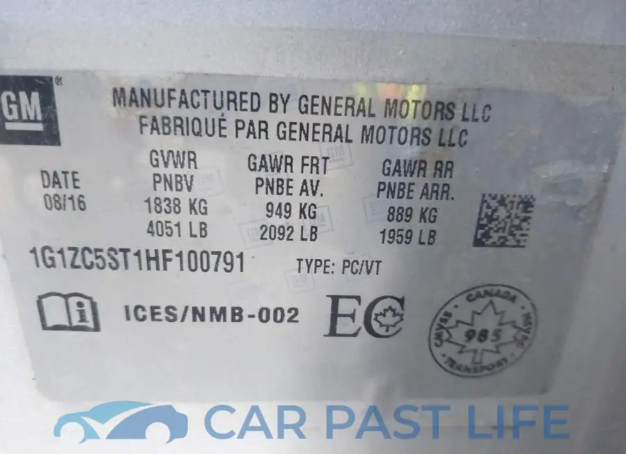 1G1ZC5ST1HF100791# 9