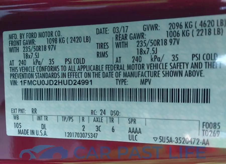 1FMCU0JD2HUD24991# 9