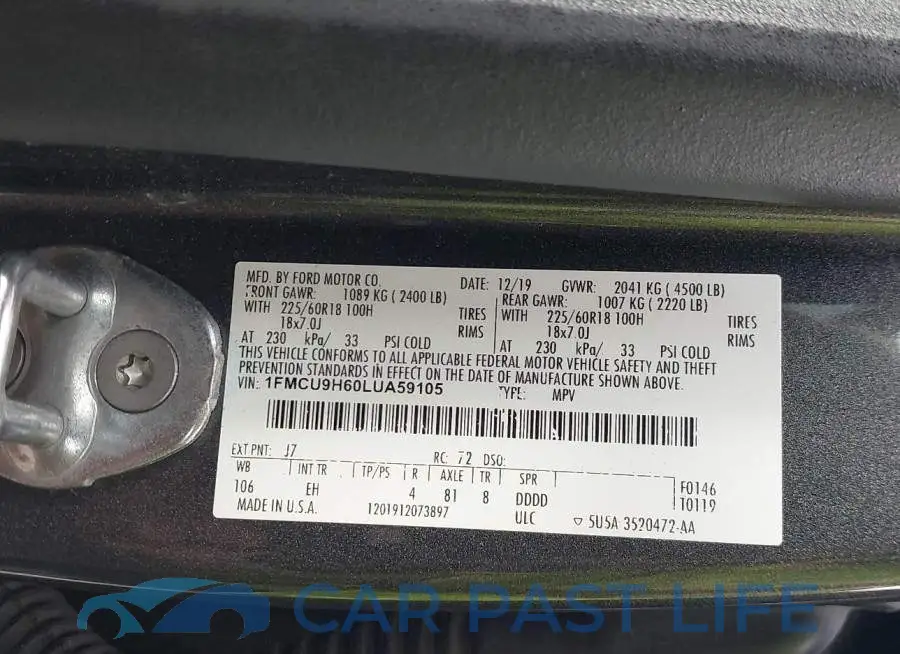 1FMCU9H60LUA59105# 9
