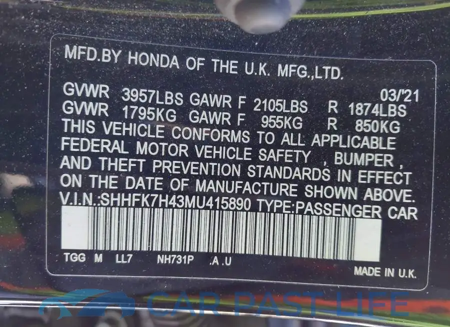 SHHFK7H43MU415890# 9