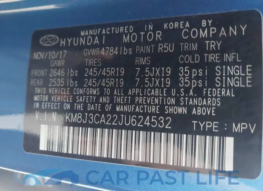 KM8J3CA22JU624532# 9
