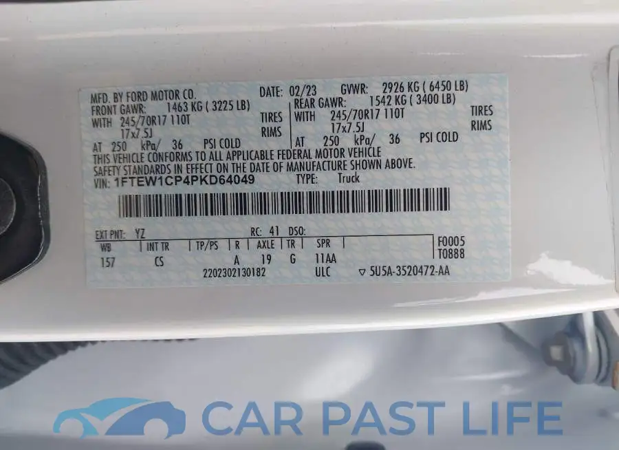1FTEW1CP4PKD64049# 9