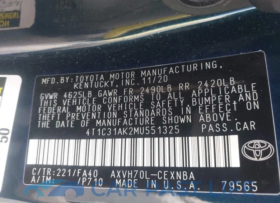 4T1C31AK2MU551325# 9