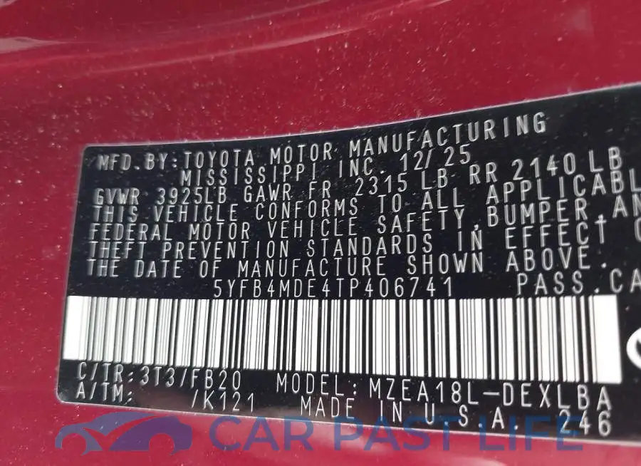 5YFB4MDE4TP406741# 9