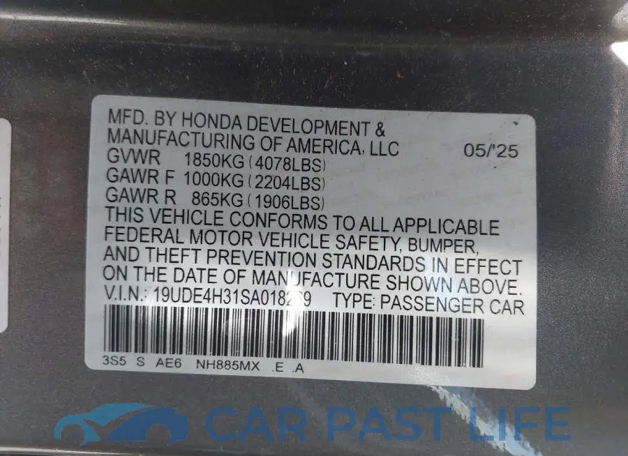19UDE4H31SA018269# 9