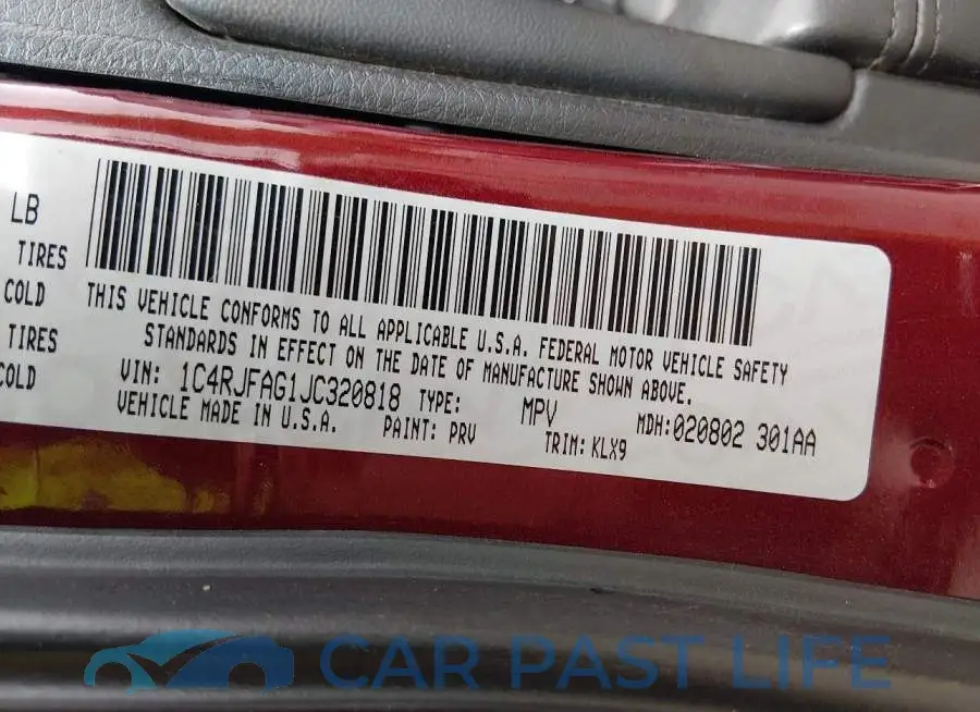 1C4RJFAG1JC320818# 9