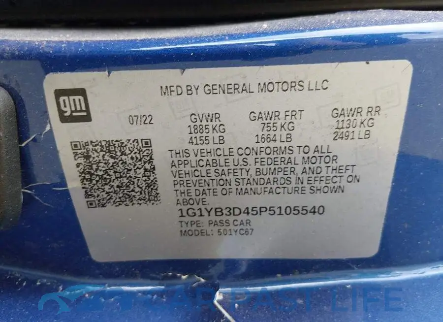 1G1YB3D45P5105540# 9