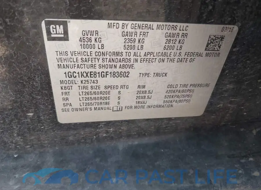 1GC1KXE81GF183602# 9