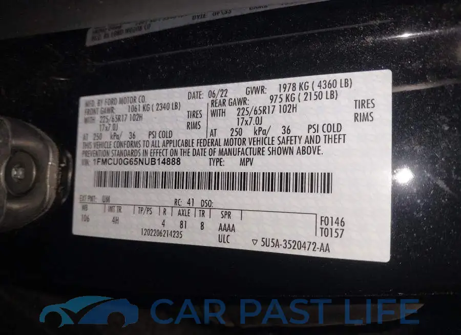 1FMCU0G65NUB14888# 9