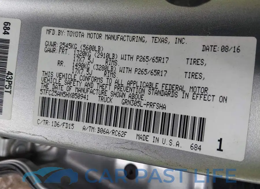 5TFCZ5AN5HX050941# 9