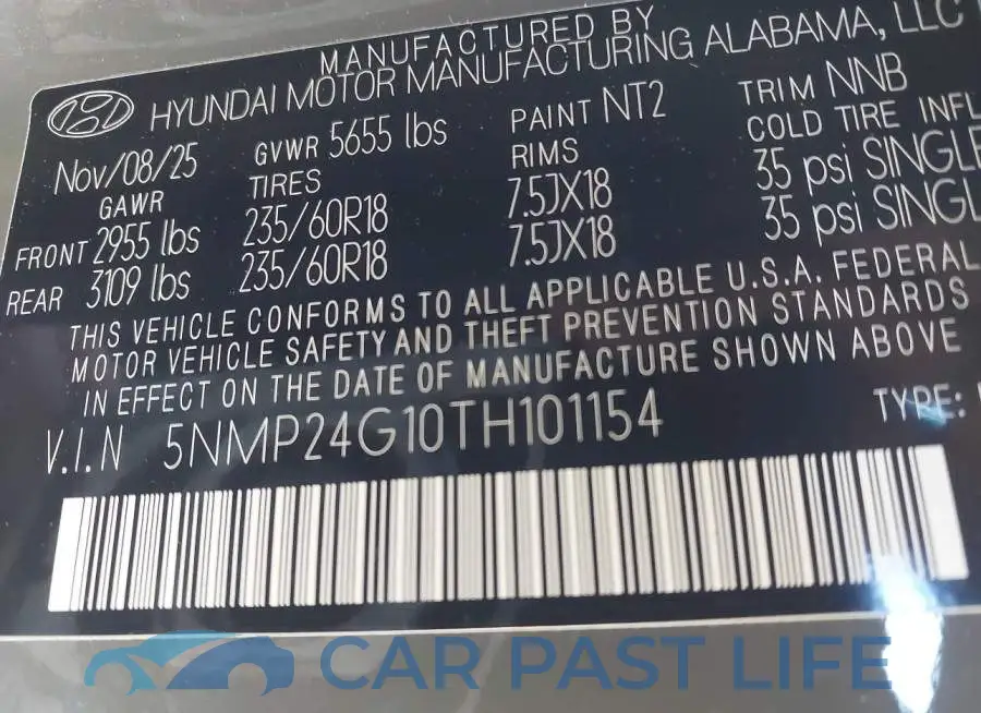 5NMP24G10TH101154# 9