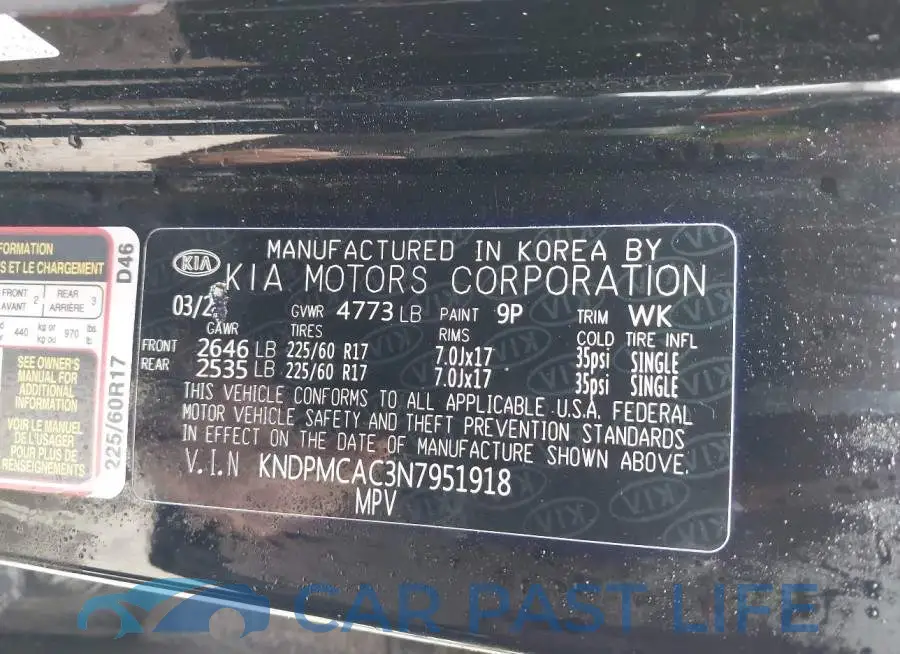 KNDPMCAC3N7951918# 9
