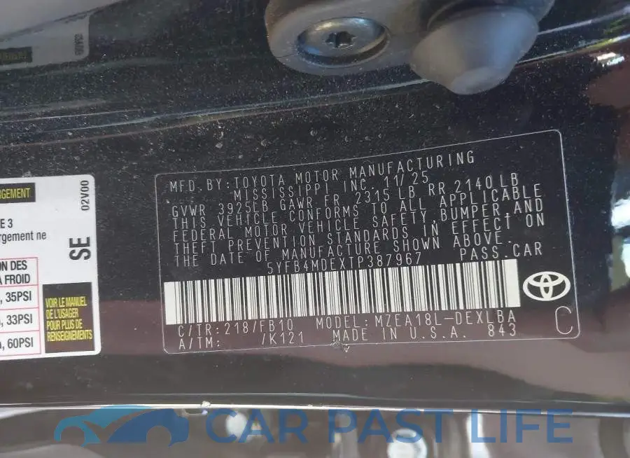 5YFB4MDEXTP387967# 9