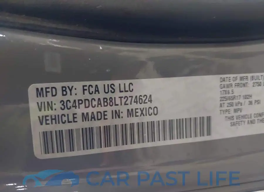 3C4PDCAB8LT274624# 9