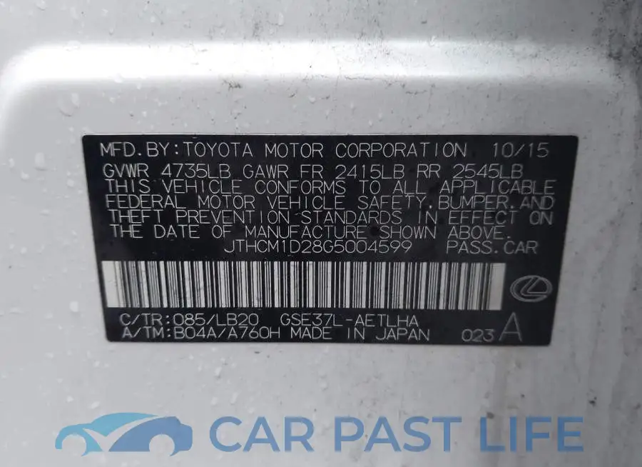 JTHCM1D28G5004599# 9