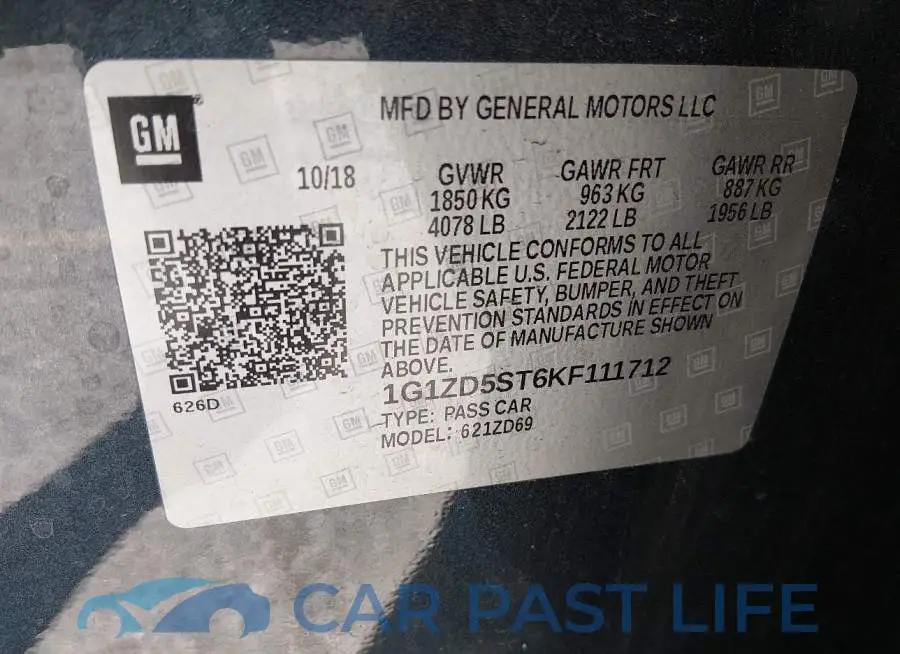 1G1ZD5ST6KF111712# 9