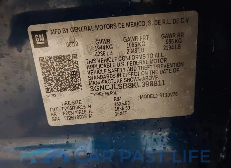 3GNCJLSB8KL398811# 9