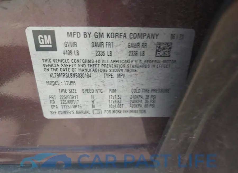 KL79MRSL8NB030184# 9