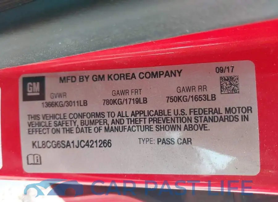 KL8CG6SA1JC421266# 9