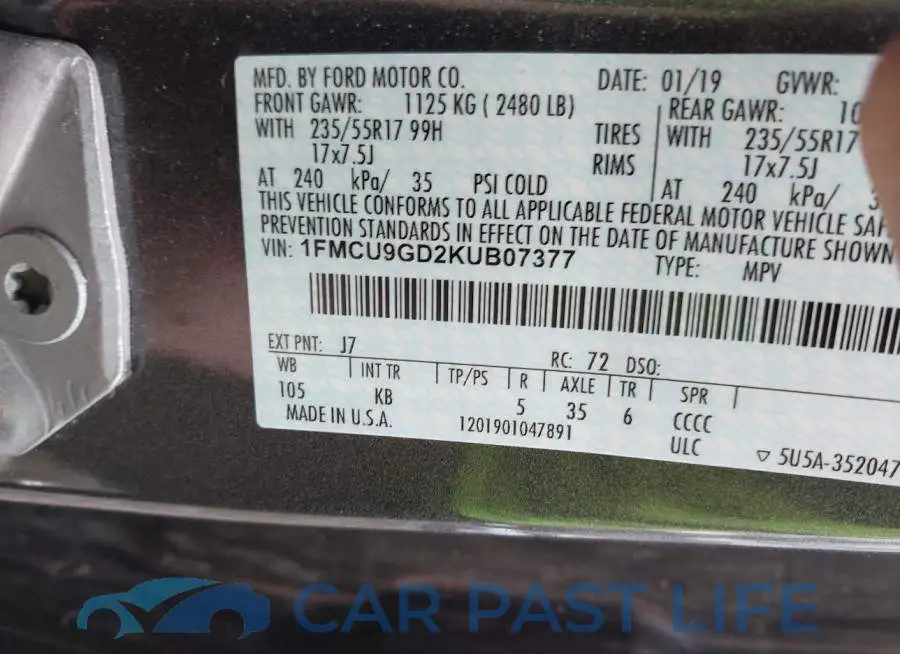 1FMCU9GD2KUB07377# 9