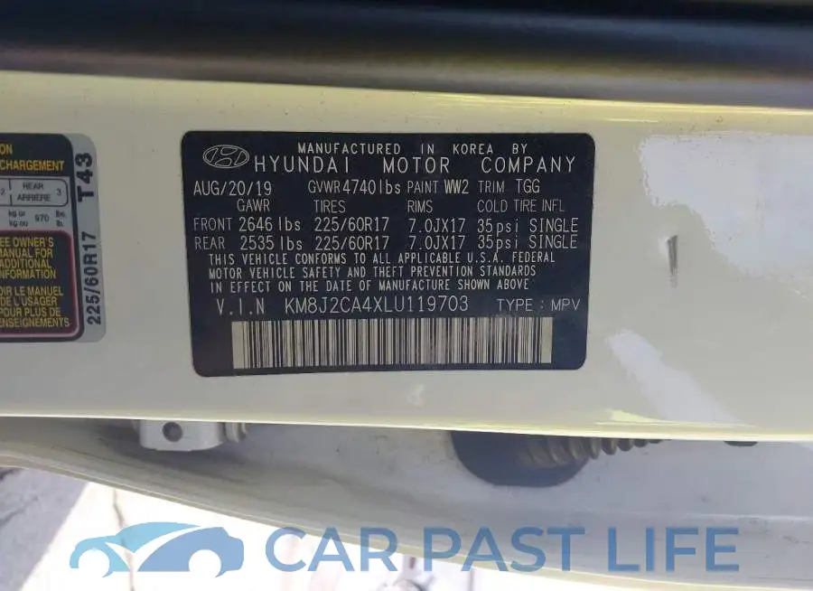 KM8J2CA4XLU119703# 9