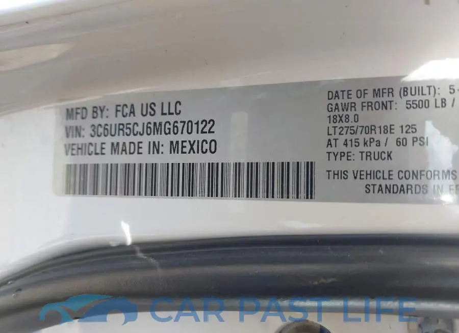 3C6UR5CJ6MG670122# 9