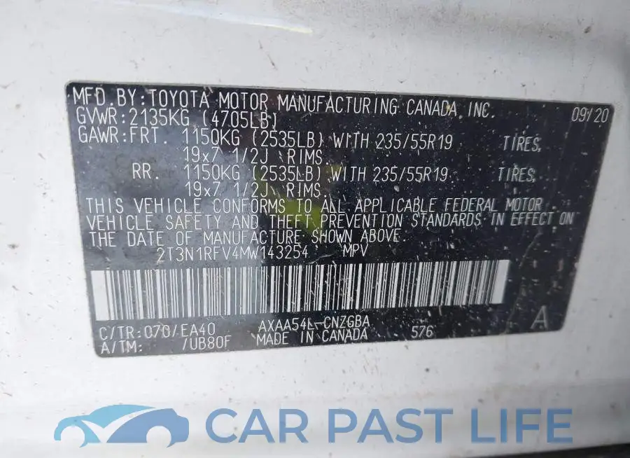 2T3N1RFV4MW143254# 9