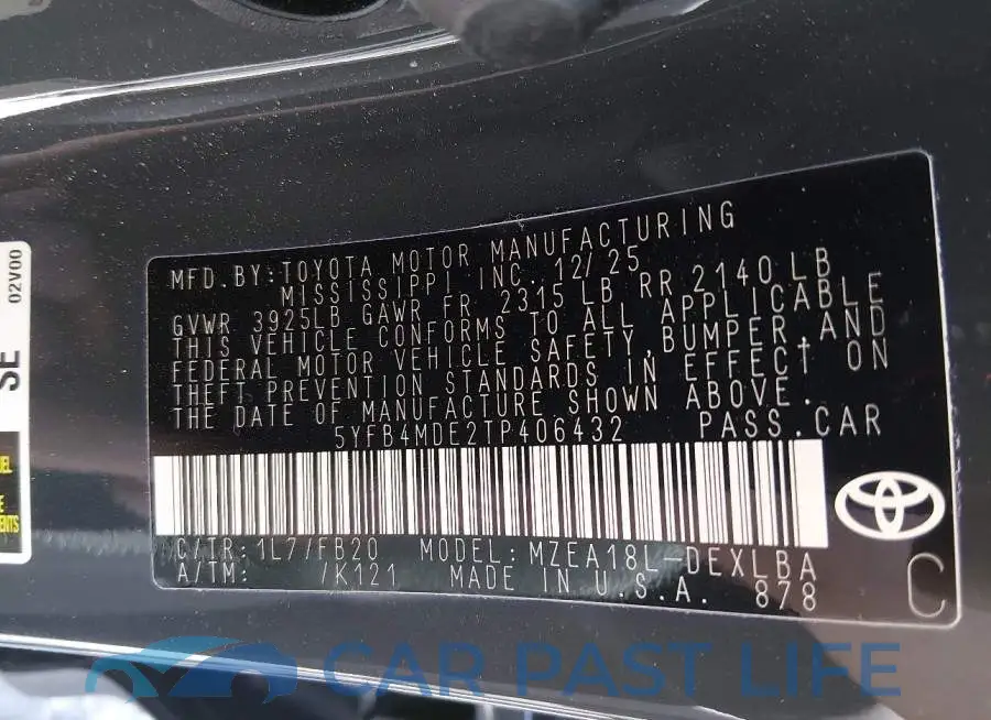 5YFB4MDE2TP406432# 9