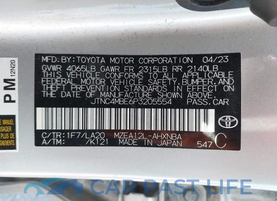 JTNC4MBE6P3205554# 9