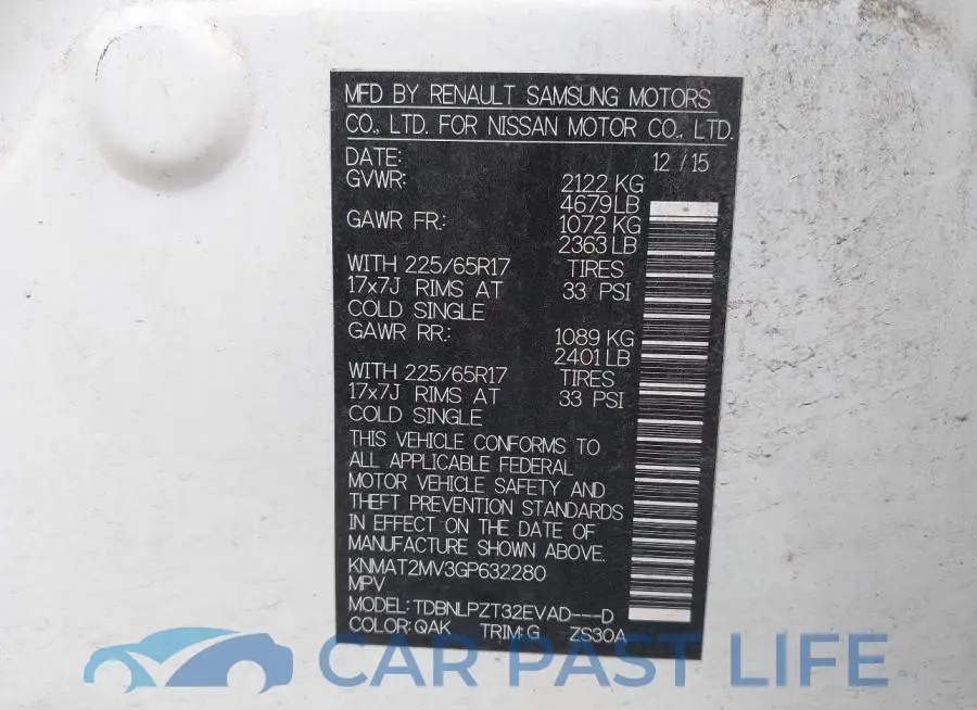 KNMAT2MV3GP632280# 9