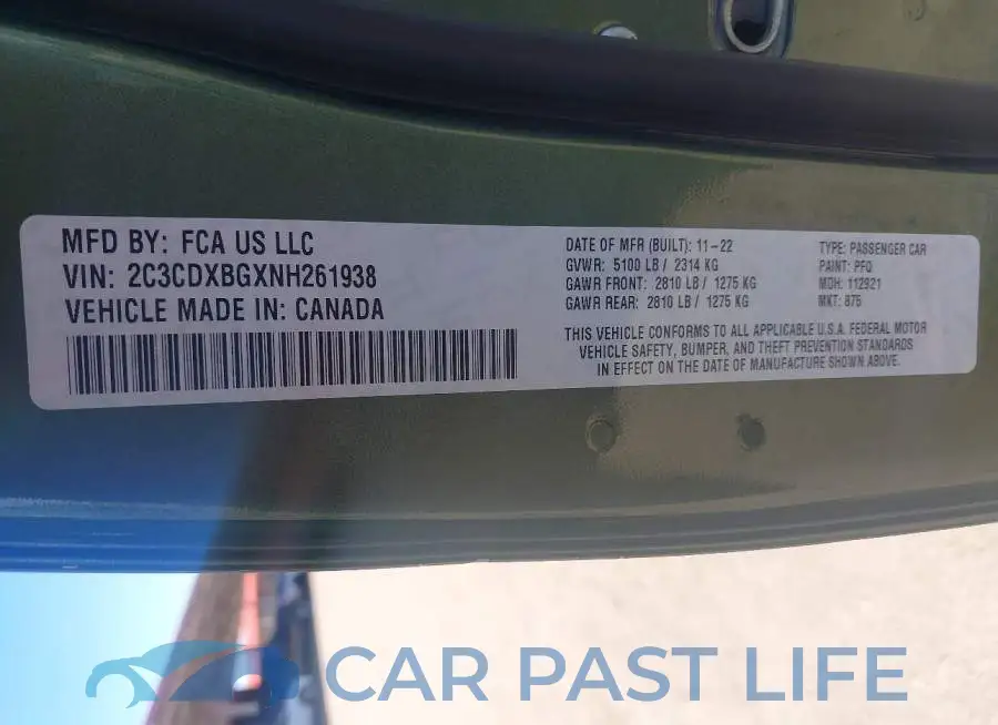 2C3CDXBGXNH261938# 9