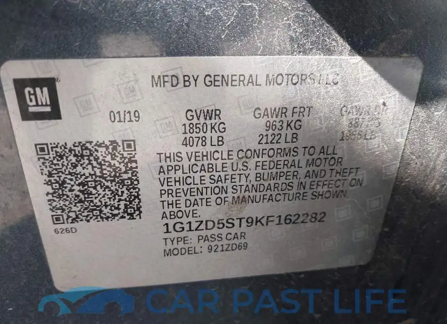 1G1ZD5ST9KF162282# 9