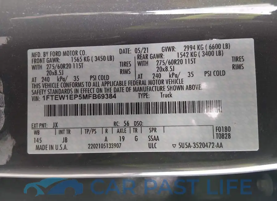 1FTEW1EP5MFB69384# 9