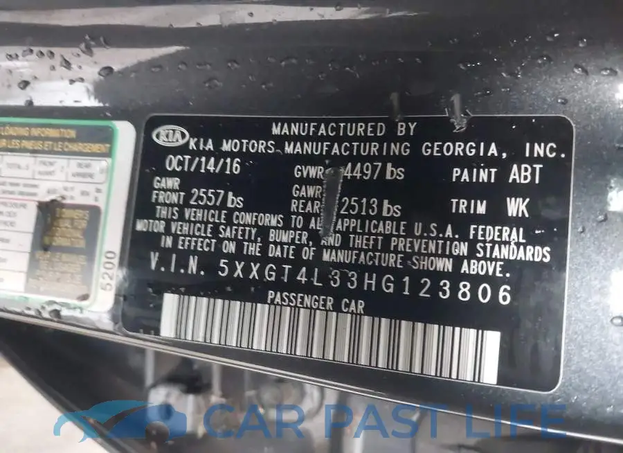 5XXGT4L33HG123806# 9