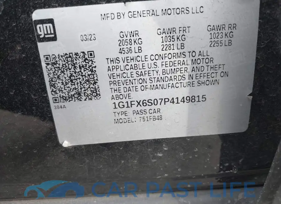 1G1FX6S07P4149815# 9