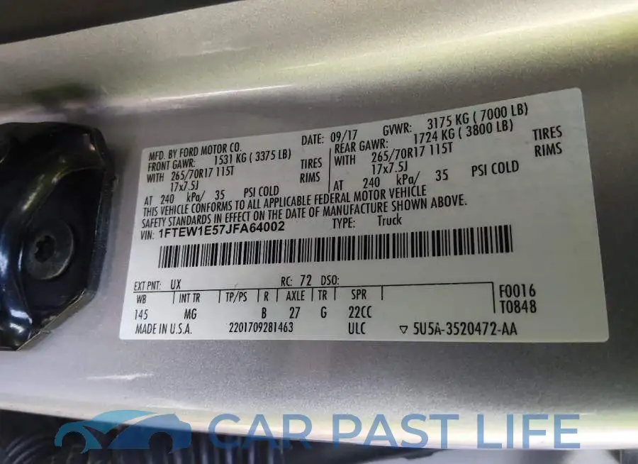 1FTEW1E57JFA64002# 9