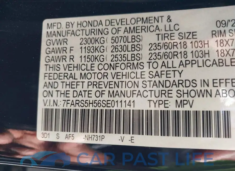 7FARS5H56SE011141# 9