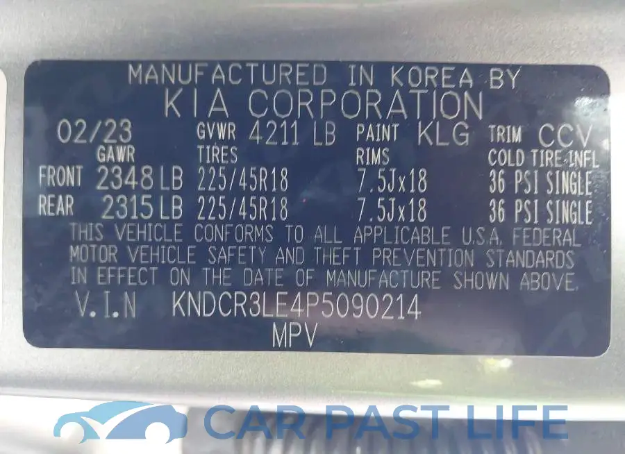KNDCR3LE4P5090214# 9
