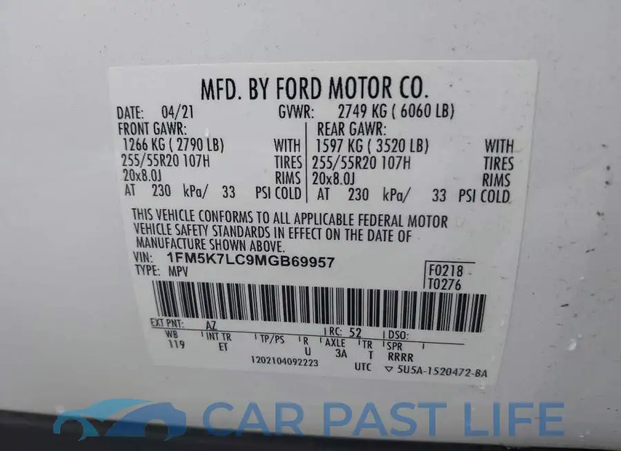 1FM5K7LC9MGB69957# 9