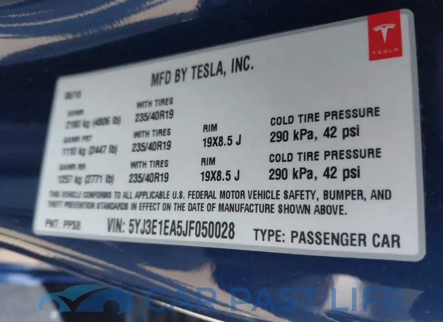 5YJ3E1EA5JF050028# 9