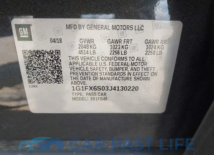 1G1FX6S03J4130220# 9