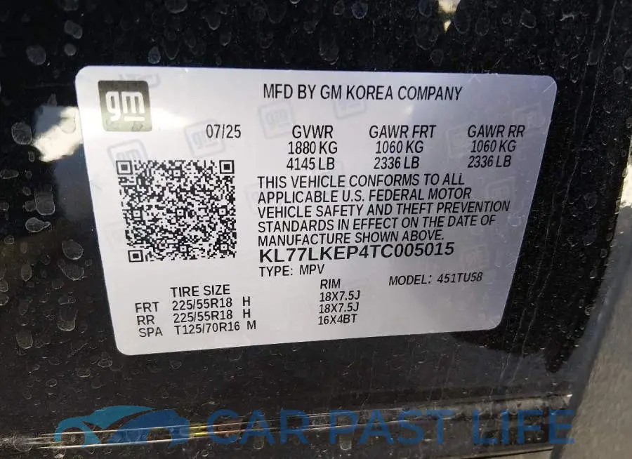KL77LKEP4TC005015# 9